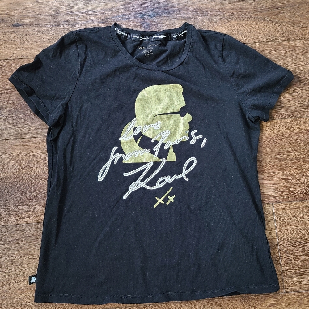 Karl Lagerfeld Paris Black Tshirt Sz M